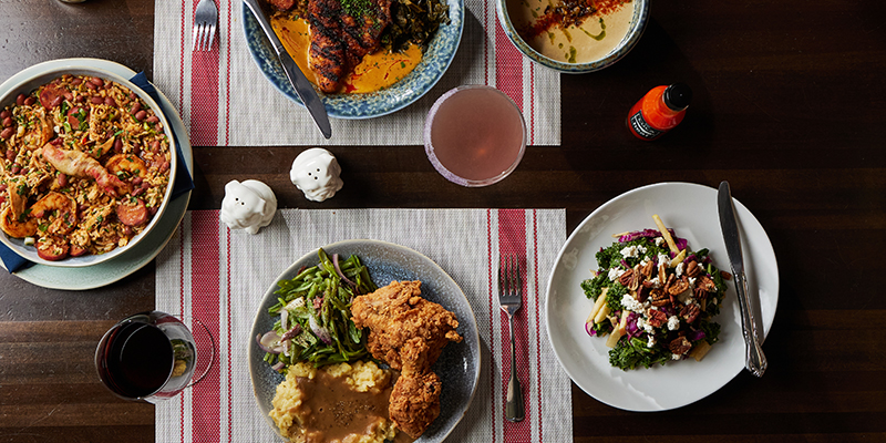 Table full of southern fare at Lula